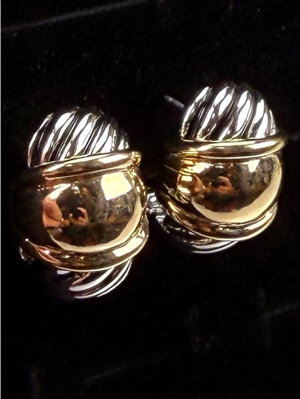 Vintage Silvertone Goldtone Two-tone Renaissance Revival Design Pierced Earrings - Picture 3 of 4